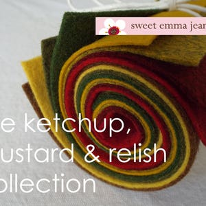 The Ketchup, Mustard and Relish Collection - 8 Sheets of 9x12 Wool Felt