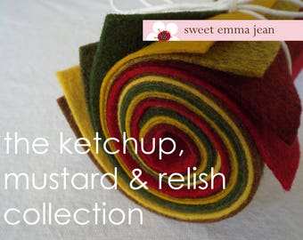 The Ketchup, Mustard and Relish Collection - 8 Sheets of 9x12 Wool Felt