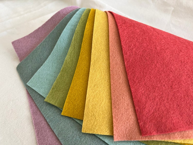 9x12 Wool Felt Sheets The Subdued Rainbow Collection 8 Sheets of Felt image 3