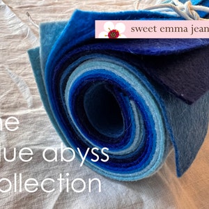 9x12 Wool Felt Sheets The Blue Abyss Collection 8 Sheets of Blue Felt image 1