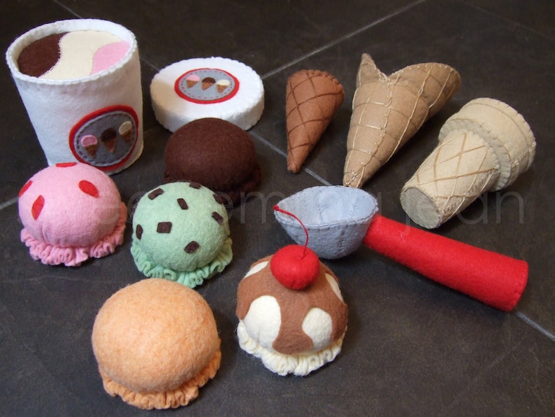 Felt Play Food Pattern Ice Cream Set PDF DIY Felt Food image 3