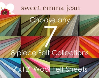 Choose any 7 eight piece Felt Collections - High Quality Wool Felt Assortments