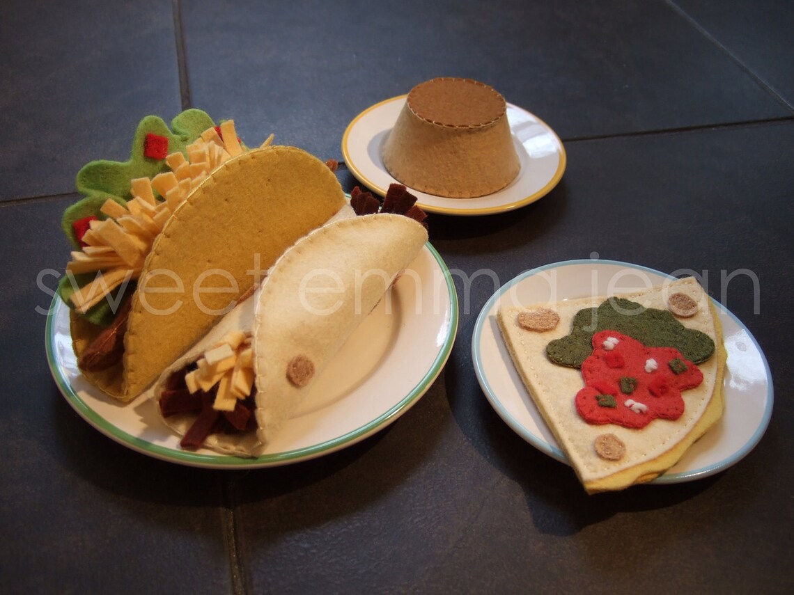 Felt Play Food Pattern Taco Dinner Felt Mexican Food PDF Etsy