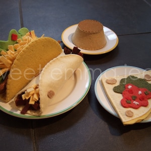 Felt Play Food Pattern - Taco Dinner - Felt Mexican Food PDF - DIY Felt Food