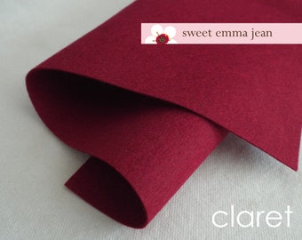 Wool Felt 1 yard cut - Claret - wine colored wool blend felt