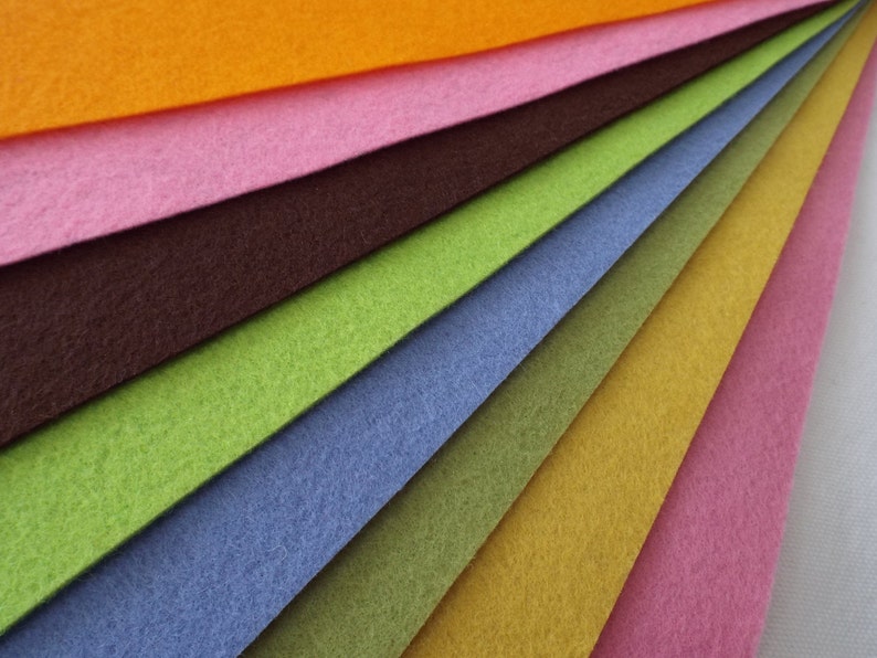 9x12 Wool Felt Sheets A Collection of Summer Colors 8 Sheets of Felt image 3