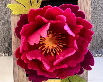 Felt Peony Flower - Peony Bloom - Three Dimensional Botanical Art