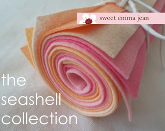 The Seashell Collection - 9x12 Wool Felt Sheets -Eight Sheets of Felt