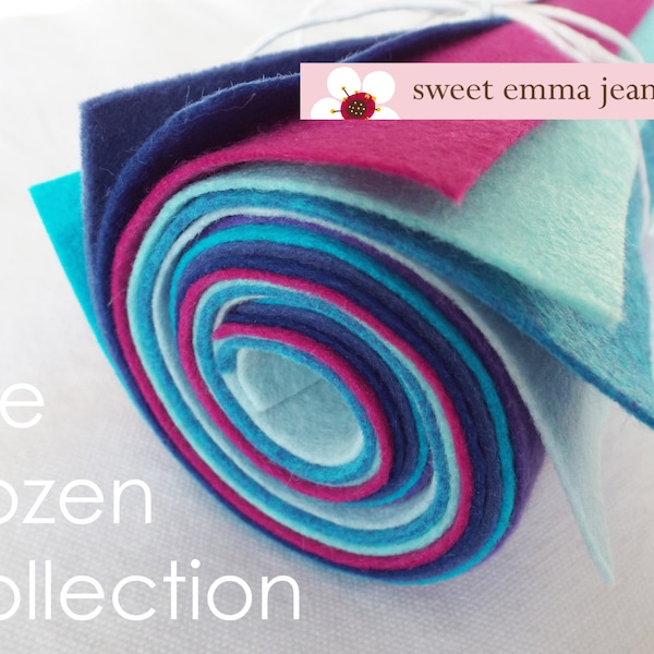 Wool Felt Sheets - The Frozen Collection - Eight 9x12 Sheets of Felt