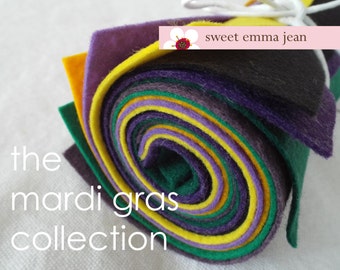9x12 Wool Felt Sheets - The Mardi Gras Collection - 8 Sheets of Felt
