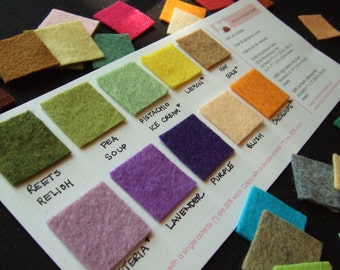 You Choose Any 10 Felt Swatches - 218 colors to pick from
