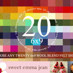 6x9 Wool Felt Sheets - Choose Any 20 Colors of Wool Blend Felt