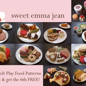 Felt Play Food Pattern PDFs - Buy Five Get Sixth FREE - DIY Felt Food Patterns