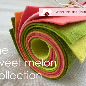 9x12 Wool Felt Sheets - The Sweet Melon Collection - 8 Sheets of Felt