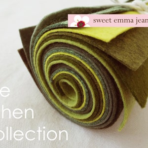 The Lichen Collection - 9x12 Sheets of Felt - 8 Shades of Green Wool Felt Sheets