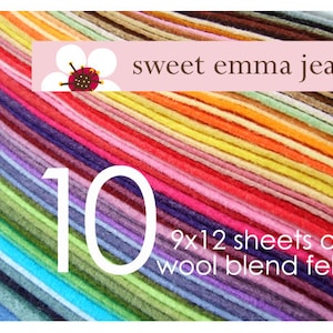 Wool Felt Sheets - Choose Any Ten (10) - Wool Blend Felt