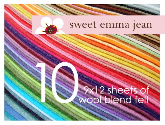  100% Wool Craft Felt - 14 Sheet Package - from