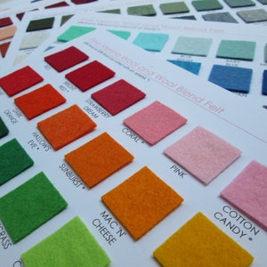 Wool Felt Swatch Card Set Samples of Every Amazing Color Plus you get a 5 dollar shop credit with purchase image 1