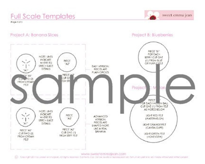 Felt Play Food Pattern Fruit Salad and Fresh Fruit Tart PDF DIY Felt Food image 4