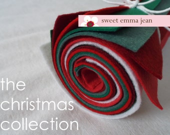 Christmas Felt - 9x12 Wool Felt Sheets - The Christmas Collection - 8 Sheets of Felt