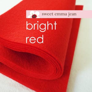 Wool Felt 1/2 yard cut - Bright Red - Wool Blend Felt