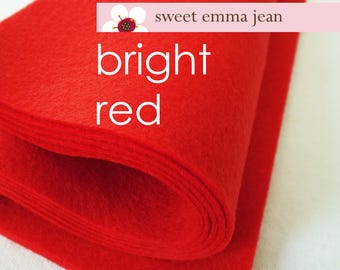 Bright Red Wool Blend Felt - Heirloom Quality Craft Fabric (1/2 Yard)