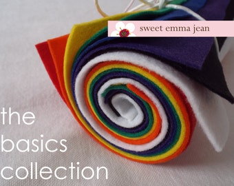 9x12 Wool Felt Sheets - The Basics Collection - 8 Sheets of Felt