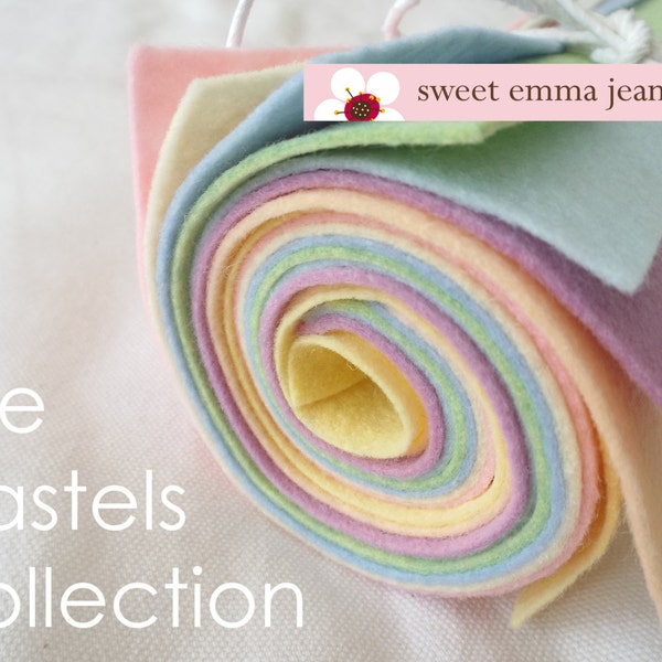 9x12 Wool Felt Sheets - The Pastel Collection - 8 Sheets of Felt
