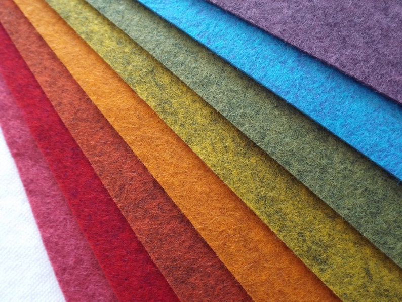 9x12 Wool Felt Sheets The Rainbow Heathers Collection 8 Sheets of Felt image 3