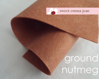 Wool Felt 1/2 (one half) yard cut - Ground Nutmeg - light brown wool blend felt