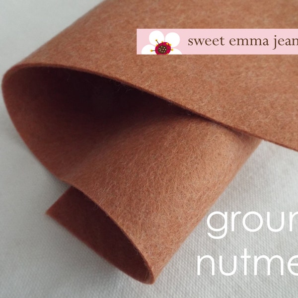 Wool Felt 1/2 (one half) yard cut - Ground Nutmeg - light brown wool blend felt