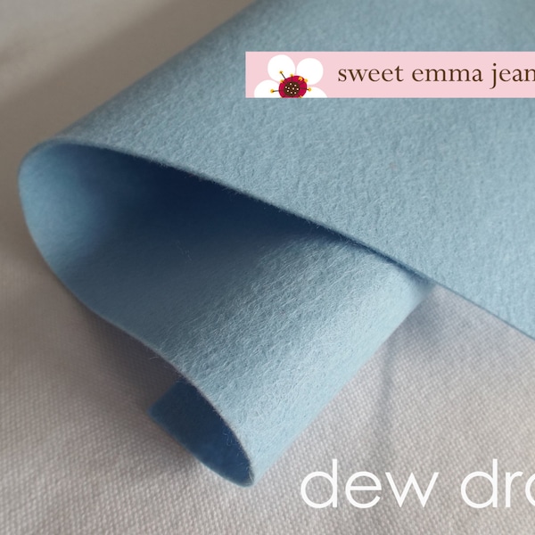 Wool Felt 1 yard cut - Dew Drop - pale blue wool blend felt