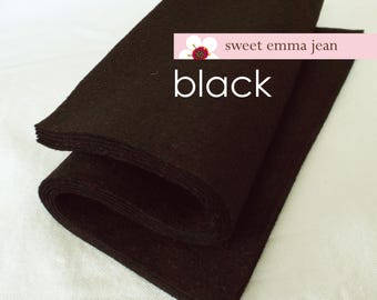Black Wool Blend Felt - 1 Yard Cut (36x36")