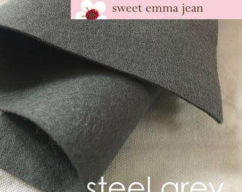 Steel Grey Wool Blend Felt - Heirloom Quality Craft Fabric, 1 Yard Cut