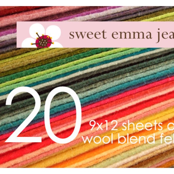 FELT - Wool Felt Sheets - Choose Any Twenty (20) - Wool Blend Felt