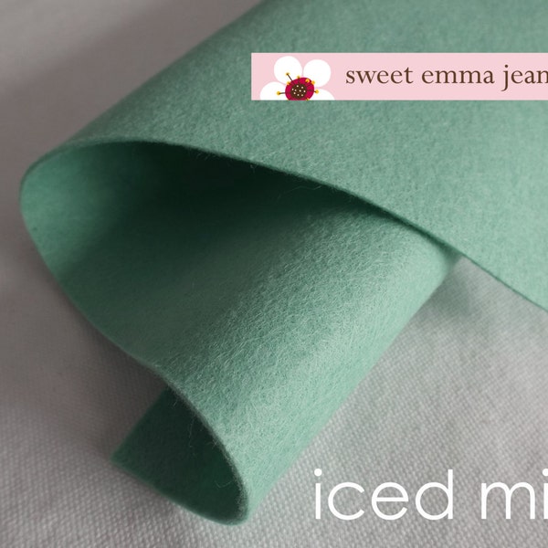Wool Felt 1/2 (one half) yard cut - Iced Mint - minty green wool blend felt