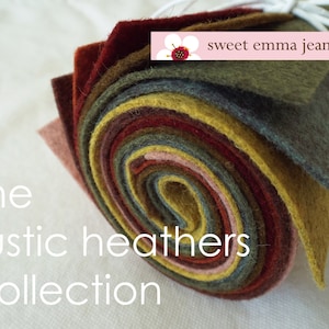 9x12 Wool Felt Sheets - The  Rustic Heathers Collection - 8 Sheets of Felt