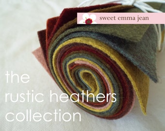 9x12 Wool Felt Sheets - The  Rustic Heathers Collection - 8 Sheets of Felt
