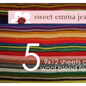 9x12 Wool Felt Sheets Choose any FIVE wool blend felt sheets image 1