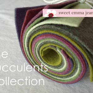 9x12 Wool Felt Sheets - The Succulents Collection - 8 Sheets of Felt
