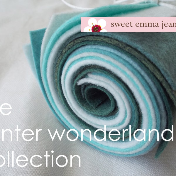 9x12 Wool Felt Sheets - The Winter Wonderland Collection - 8 Sheets of Felt