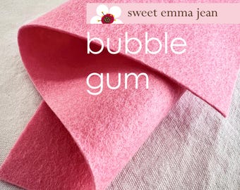 Bubble Gum Pink Wool Blend Felt - 1/2 Yard Cut