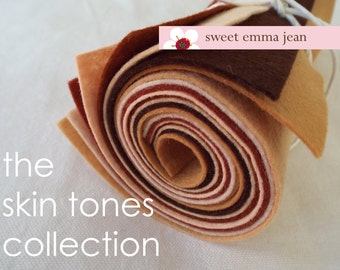 9x12 Wool Felt Sheets - The Skin Tones Collection - 8 Sheets of Felt