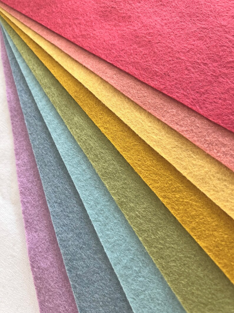 9x12 Wool Felt Sheets The Subdued Rainbow Collection 8 Sheets of Felt image 6