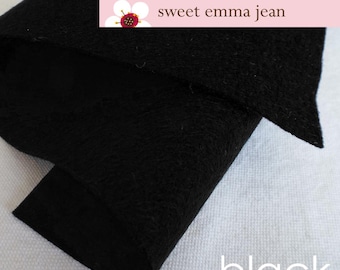Black Wool Blend Felt: Durable Fabric - 1/2 Yard Cut