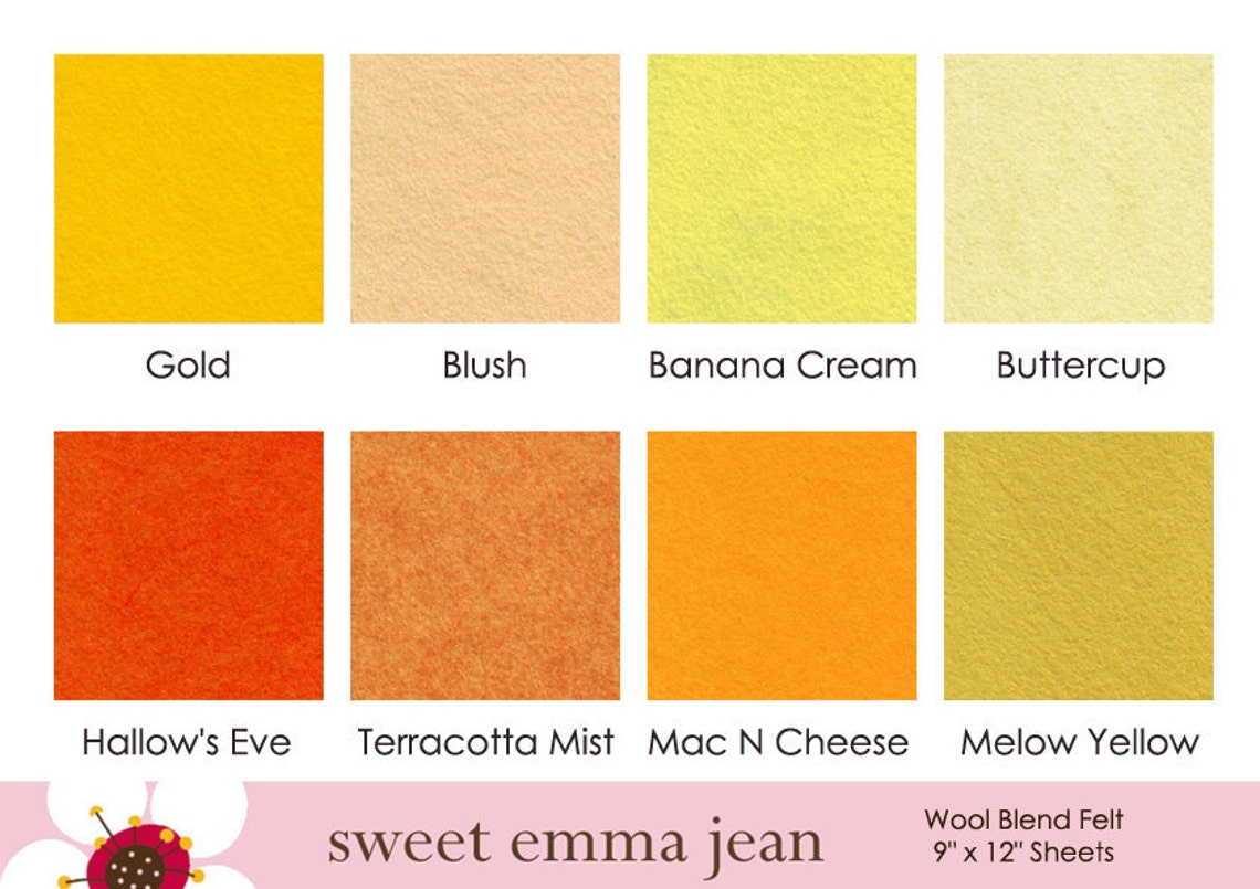 9x12 Wool Felt Sheets the Summer Solstice Collection 8 Etsy