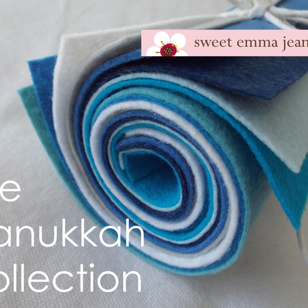 9x12 Wool Felt Sheets - The Hanukkah Collection - 8 Sheets of Felt