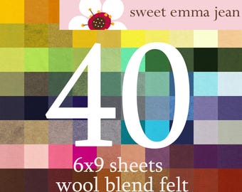 Arkusze filcu z mieszanki wełny 6x9 – wybierz dowolne 40 kolorów