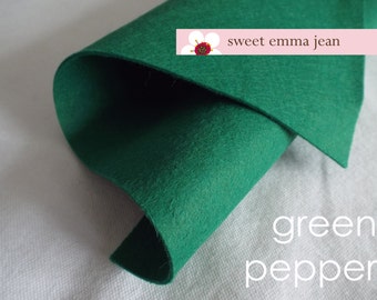 Wool Felt 1 yard cut - Green Pepper - green wool blend felt