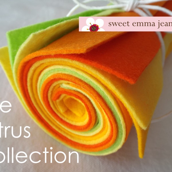 9x12 Wool Felt Sheets - The Citrus Collection - 8 Sheets of Felt